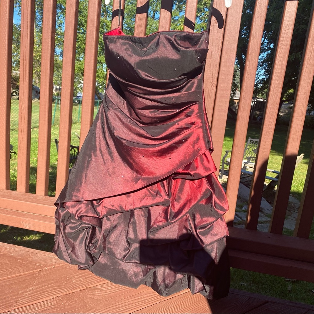 Strapless Red and Blue Cocktail Dress